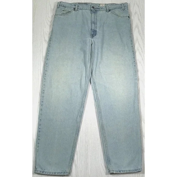 Vintage Levis Orange Tab Jeans Mens 42x32 Light Blue Relaxed Tapered Made In USA - Picture 2 of 12